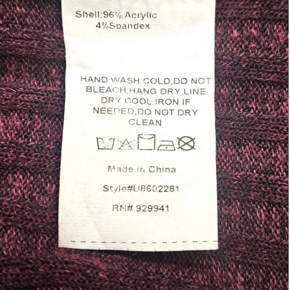 SUSAN BETRO Women's Deep Purple Lacy LongSleeve Ribbed V- Neck Sweater Size 2X - Picture 10 of 15